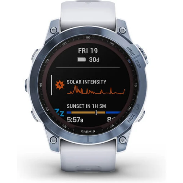 Garmin fenix 7 PRO Sapphire Solar Titan Blue/White Silicone Band - Obrázek 3