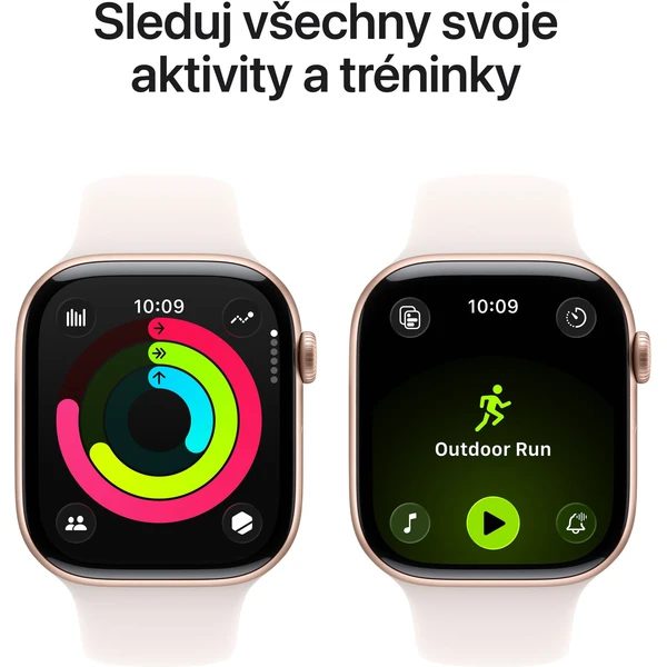 Apple Watch Series 11 (42mm) Růžově zlatý hliník se světle ruměným sportovním řemínkem S/M - Obrázek 4