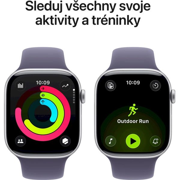 Apple Watch Series 11 (46mm) Stříbrný hliník s mlžně fialovým sportovním řemínkem S/M - Obrázek 4