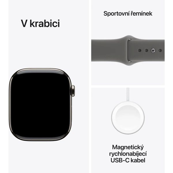 Apple Watch Series 11 Cellular (42mm) Přírodní titan se skálově šedým sportovním řemínkem S/M - Obrázek 8