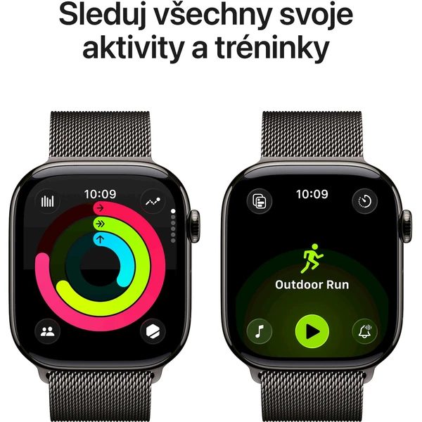 Apple Watch Series 11 Cellular (46mm) Břidlicově šedý titan s břidlicově šedým milánským tahem M/L - Obrázek 4