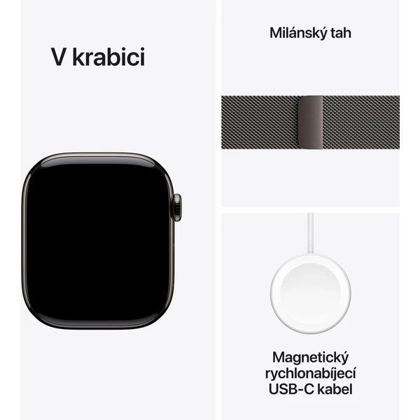 Apple Watch Series 11 Cellular (46mm) Břidlicově šedý titan s břidlicově šedým milánským tahem M/L - Obrázek 8