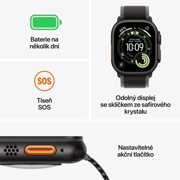 Apple Watch Ultra 3 (2025) 49mm Černý titan s černým alpským tahem M - Obrázek 3