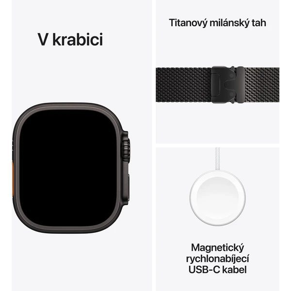 Apple Watch Ultra 3 (2025) 49mm Černý titan s černým titanovým milánským tahem M - Obrázek 7