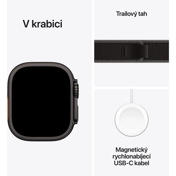 Apple Watch Ultra 3 (2025) 49mm Černý titan s černým/uhlovým trailovým tahem S/M - Obrázek 7