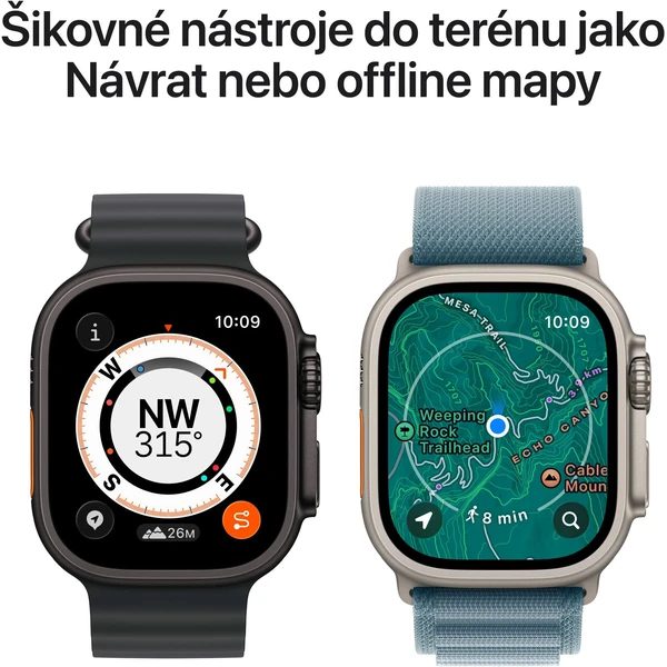 Apple Watch Ultra 3 (2025) 49mm Přírodní titan s modrým/jasně modrým trailovým tahem M/L - Obrázek 5