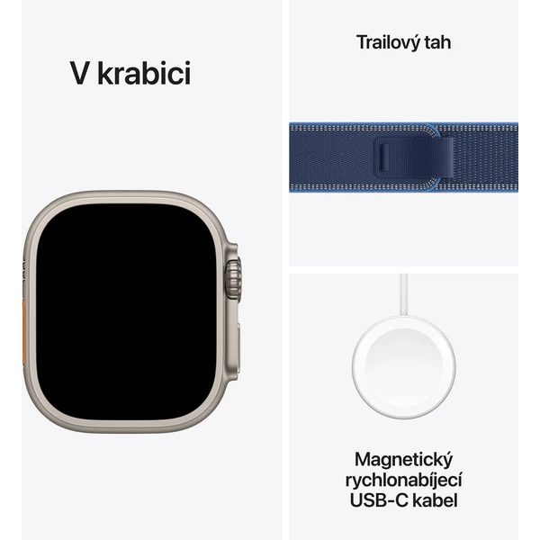 Apple Watch Ultra 3 (2025) 49mm Přírodní titan s modrým/jasně modrým trailovým tahem S/M - Obrázek 7