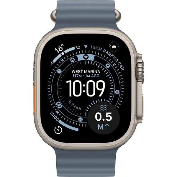 Apple Watch Ultra 3 (2025) 49mm Přírodní titan s ocelově modrým oceánským řemínkem - Obrázek 2