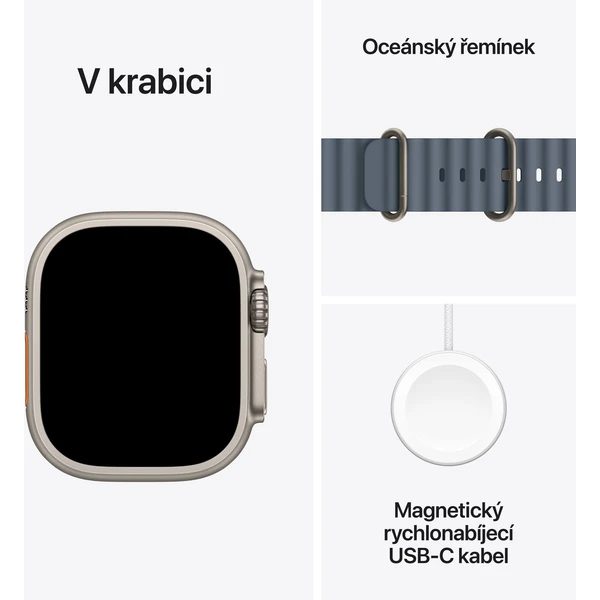 Apple Watch Ultra 3 (2025) 49mm Přírodní titan s ocelově modrým oceánským řemínkem - Obrázek 7
