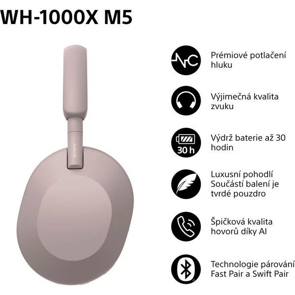 Sony WH-1000XM5 Smoky Pink - Obrázek 6