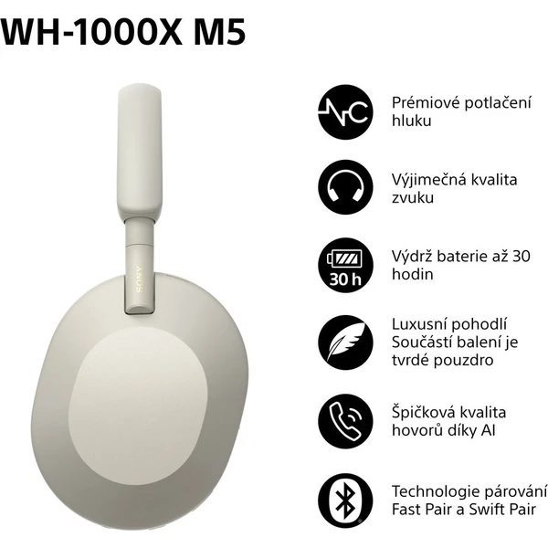 Sony WH-1000XM5 Silver - Obrázek 7