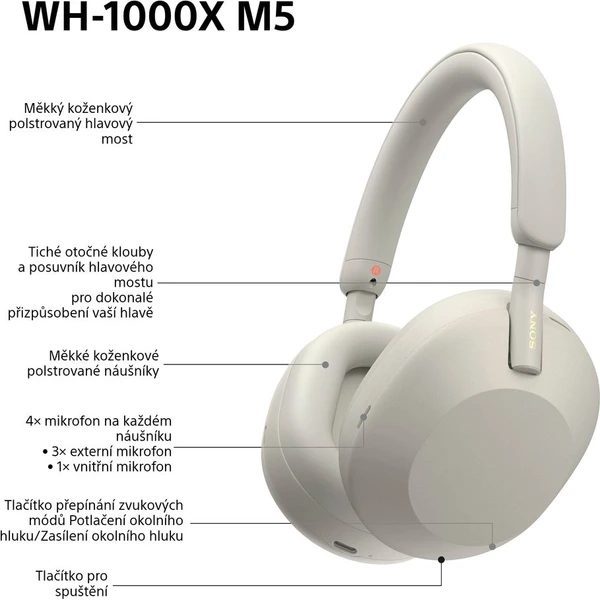 Sony WH-1000XM5 Silver - Obrázek 8