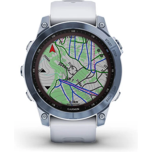 Garmin fenix 7 PRO Sapphire Solar Titan Blue/White Silicone Band - Obrázek 5
