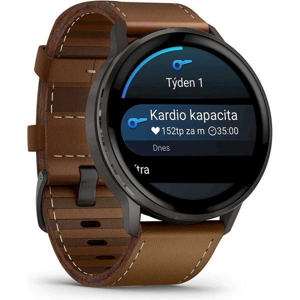 Garmin Venu 4 (45 mm) Slate/Black silikonový řemínek a Brown kožený řemínek - Obrázek 4