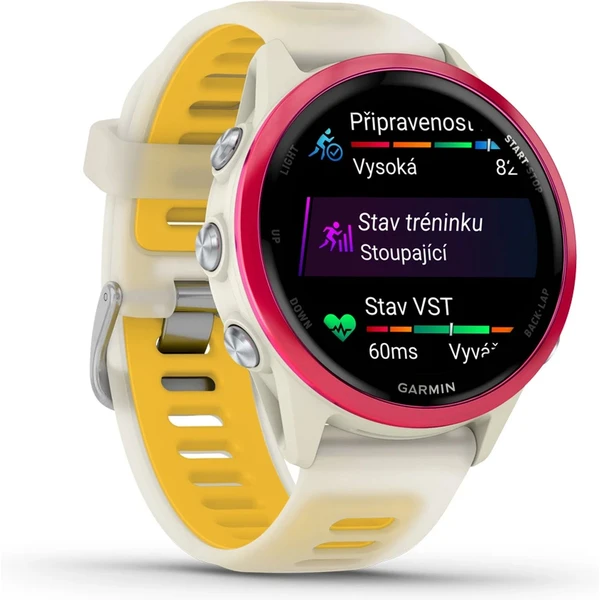 Garmin Forerunner 570 42 mm Pink hliníková luneta s White/Yellow poloprůhledným řemínkem - Obrázek 4