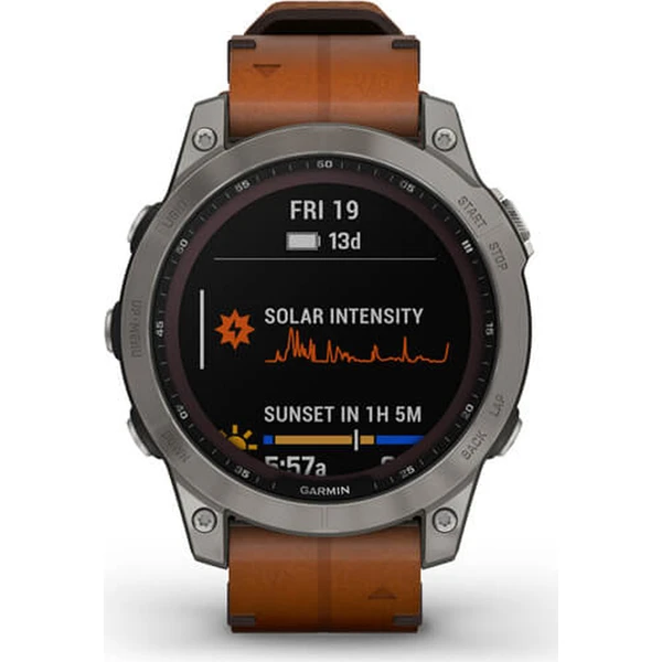 Garmin fenix 7 PRO Sapphire Solar Style, Titan/Brown Leather Band - Obrázek 3