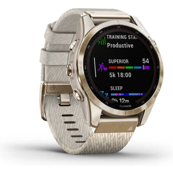 Garmin fenix 7S PRO Sapphire Solar Style, Titan Cream Gold/Cream Nylon Band - Obrázek 3