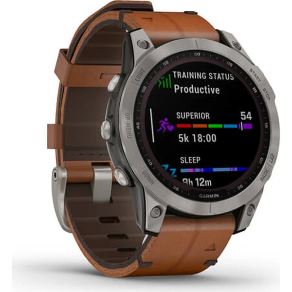 Garmin fenix 7 PRO Sapphire Solar Style, Titan/Brown Leather Band - Obrázek 4
