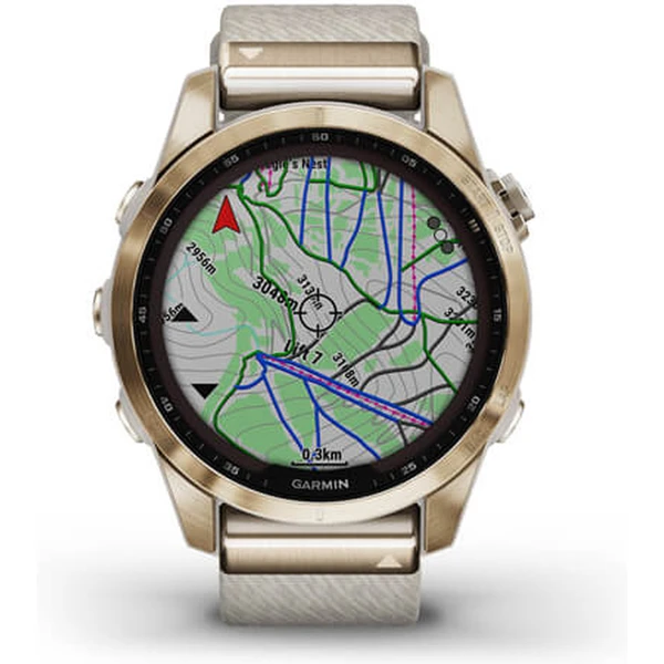 Garmin fenix 7S PRO Sapphire Solar Style, Titan Cream Gold/Cream Nylon Band - Obrázek 4