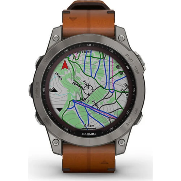 Garmin fenix 7 PRO Sapphire Solar Style, Titan/Brown Leather Band - Obrázek 5
