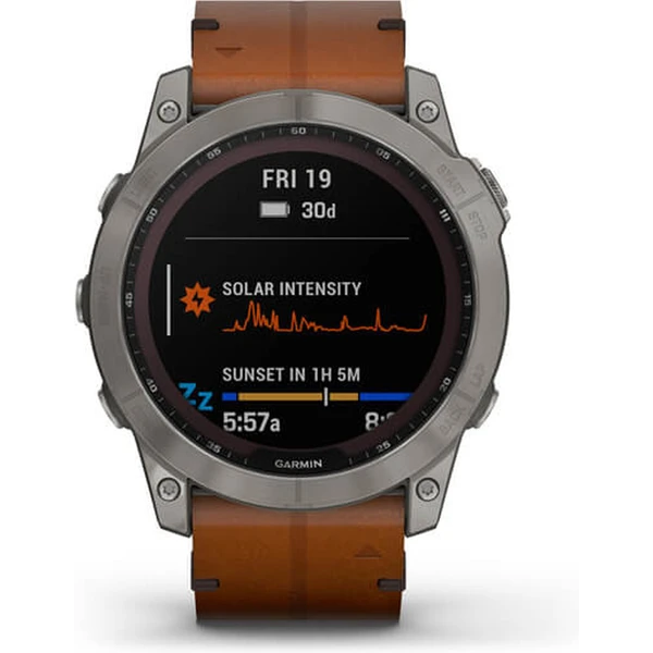 Garmin fenix 7X PRO Sapphire Solar Titan/Brown Leather Band - Obrázek 3