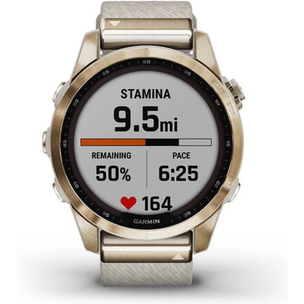 Garmin fenix 7S PRO Sapphire Solar Style, Titan Cream Gold/Cream Nylon Band - Obrázek 6