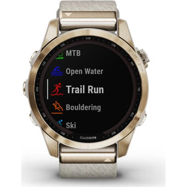 Garmin fenix 7S PRO Sapphire Solar Style, Titan Cream Gold/Cream Nylon Band - Obrázek 7