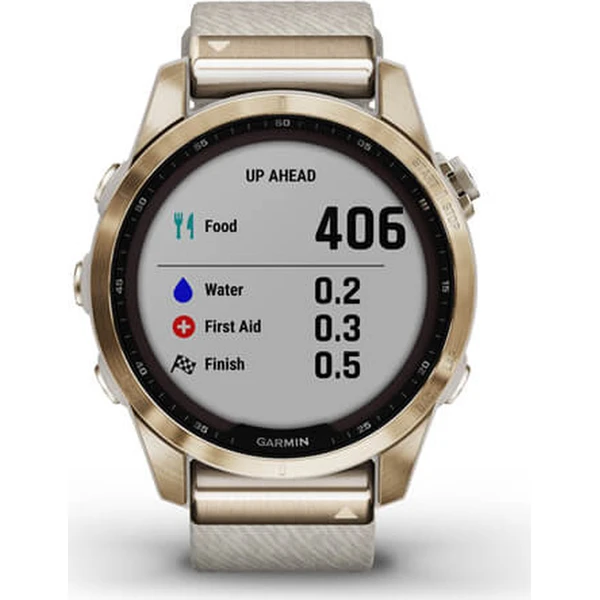 Garmin fenix 7S PRO Sapphire Solar Style, Titan Cream Gold/Cream Nylon Band - Obrázek 8
