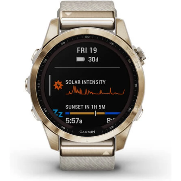 Garmin fenix 7S PRO Sapphire Solar Style, Titan Cream Gold/Cream Nylon Band - Obrázek 9