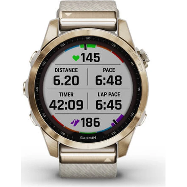Garmin fenix 7S PRO Sapphire Solar Style, Titan Cream Gold/Cream Nylon Band - Obrázek 10