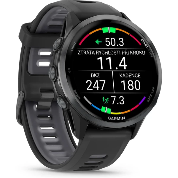 Garmin Forerunner 970 Black/Gray Titanium luneta s Black poloprůhledným řemínkem - Obrázek 4