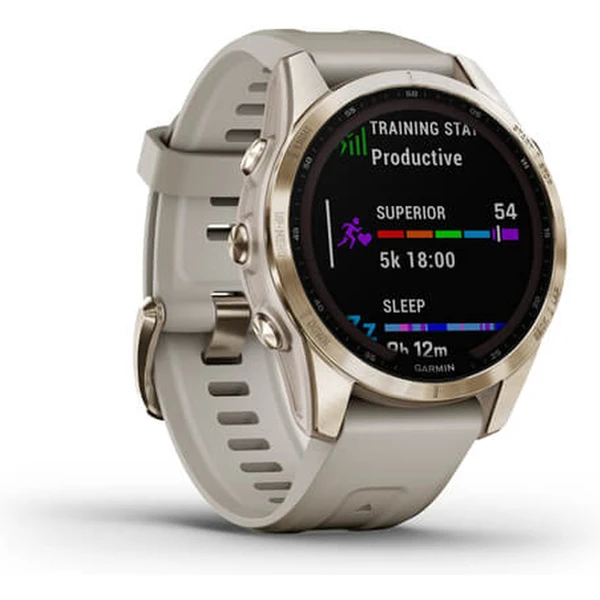 Garmin fenix 7S PRO Sapphire Solar Titan Cream Gold/Sand Silicone Band - Obrázek 3