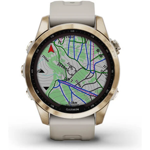 Garmin fenix 7S PRO Sapphire Solar Titan Cream Gold/Sand Silicone Band - Obrázek 4
