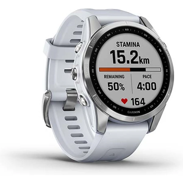 Garmin fenix 7S Glass Silver/White Silicone Band - Obrázek 3