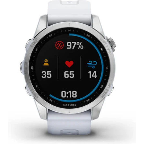 Garmin fenix 7S Glass Silver/White Silicone Band - Obrázek 4