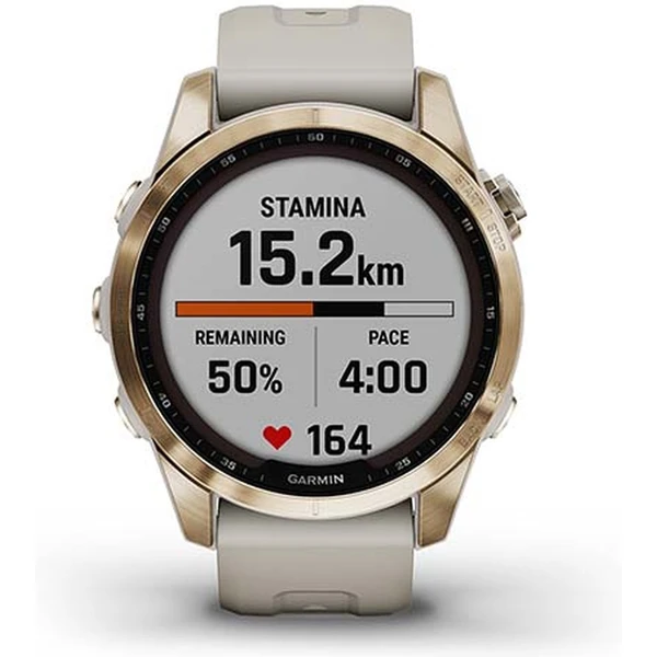 Garmin fenix 7S PRO Sapphire Solar Titan Cream Gold/Sand Silicone Band - Obrázek 6