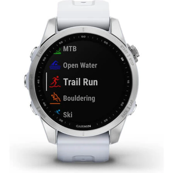 Garmin fenix 7S Glass Silver/White Silicone Band - Obrázek 6