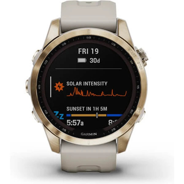 Garmin fenix 7S PRO Sapphire Solar Titan Cream Gold/Sand Silicone Band - Obrázek 9