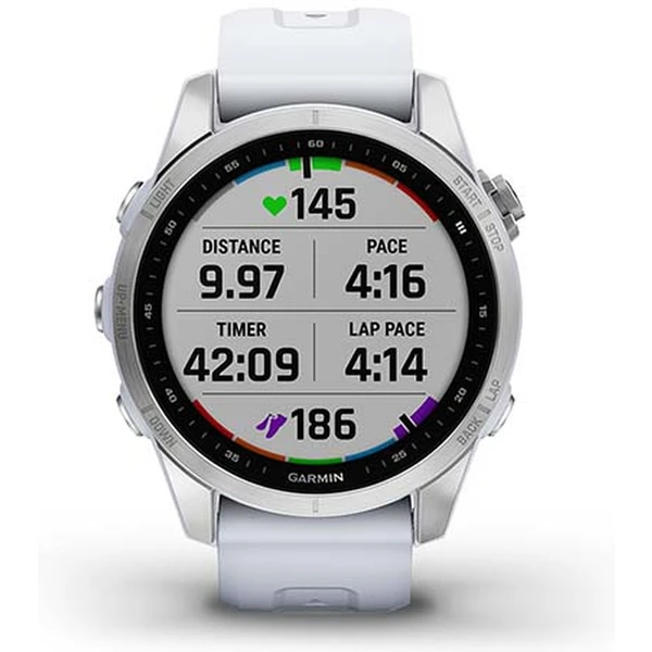 Garmin fenix 7S Glass Silver/White Silicone Band - Obrázek 8