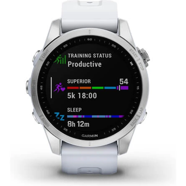 Garmin fenix 7S Glass Silver/White Silicone Band - Obrázek 9