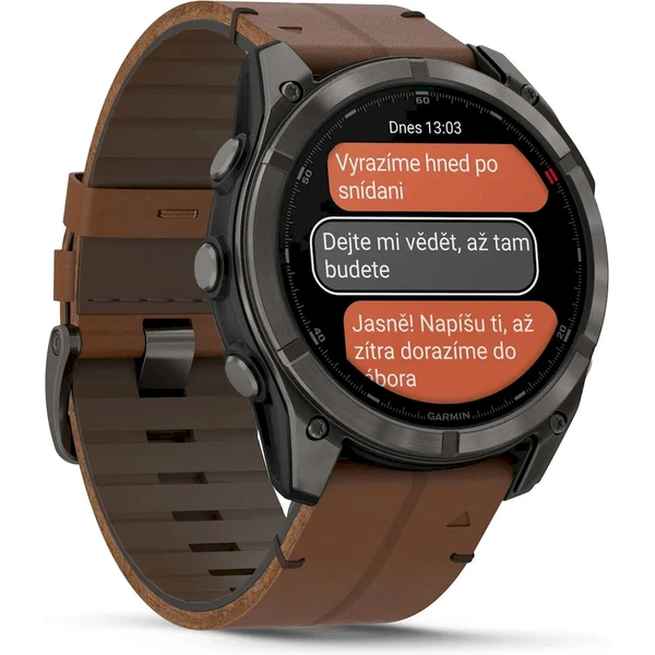 Garmin fenix 8 Pro (51 mm) Carbon grey DLC Titanium s Brown koženým řemínkem - Obrázek 4