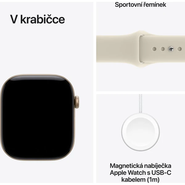 Apple Watch Series 12 (46mm) Světle zlatý hliník s pískovým sportovním řemínkem M/L - Obrázek 7