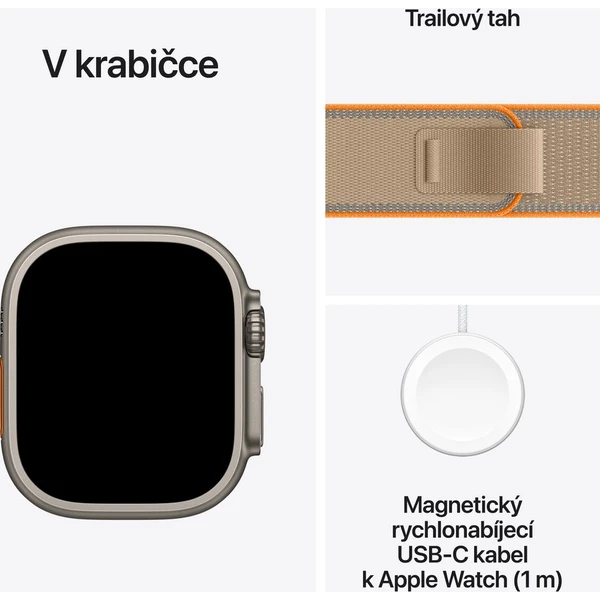 Apple Watch Ultra 4 49mm Přírodní titan s pískovým Trailovým tahem M/L - Obrázek 7