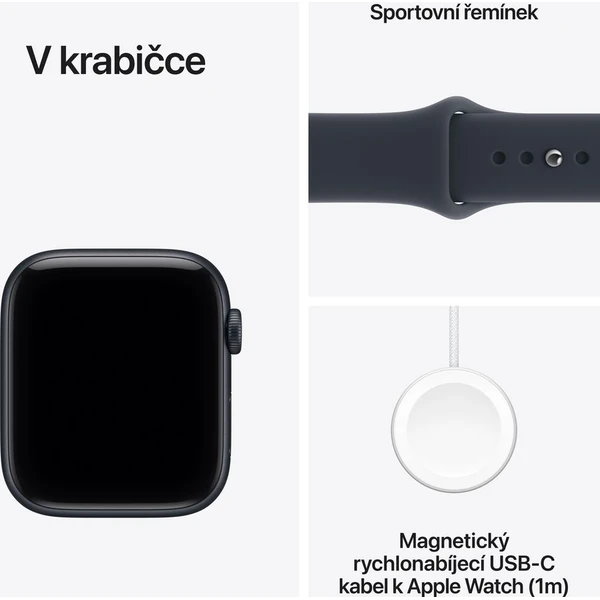 Apple Watch SE 3 (2026) 40mm Temně inkoustový hliník s námořnicky modrým sportovním řemínkem S/M - Obrázek 7