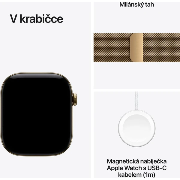 Apple Watch Series 12 Cellular (42mm) Zářivě zlatý titan se zářivě zlatým milánským tahem - Obrázek 7