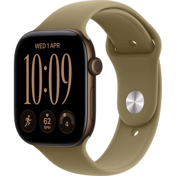 Apple Watch Series 12 Cellular (42mm) Tmavě bronzový hliník s olivovým sportovním řemínkem M/L