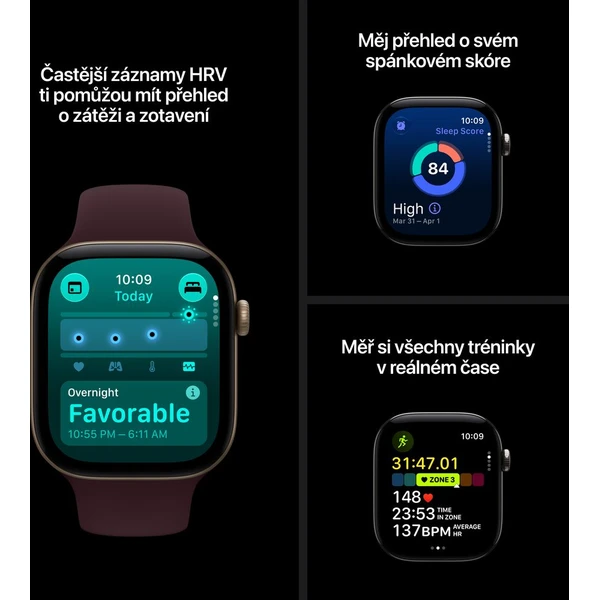 Apple Watch Series 12 Cellular (42mm) Přírodní titan s námořnicky modrým sportovním řemínkem M/L - Obrázek 5