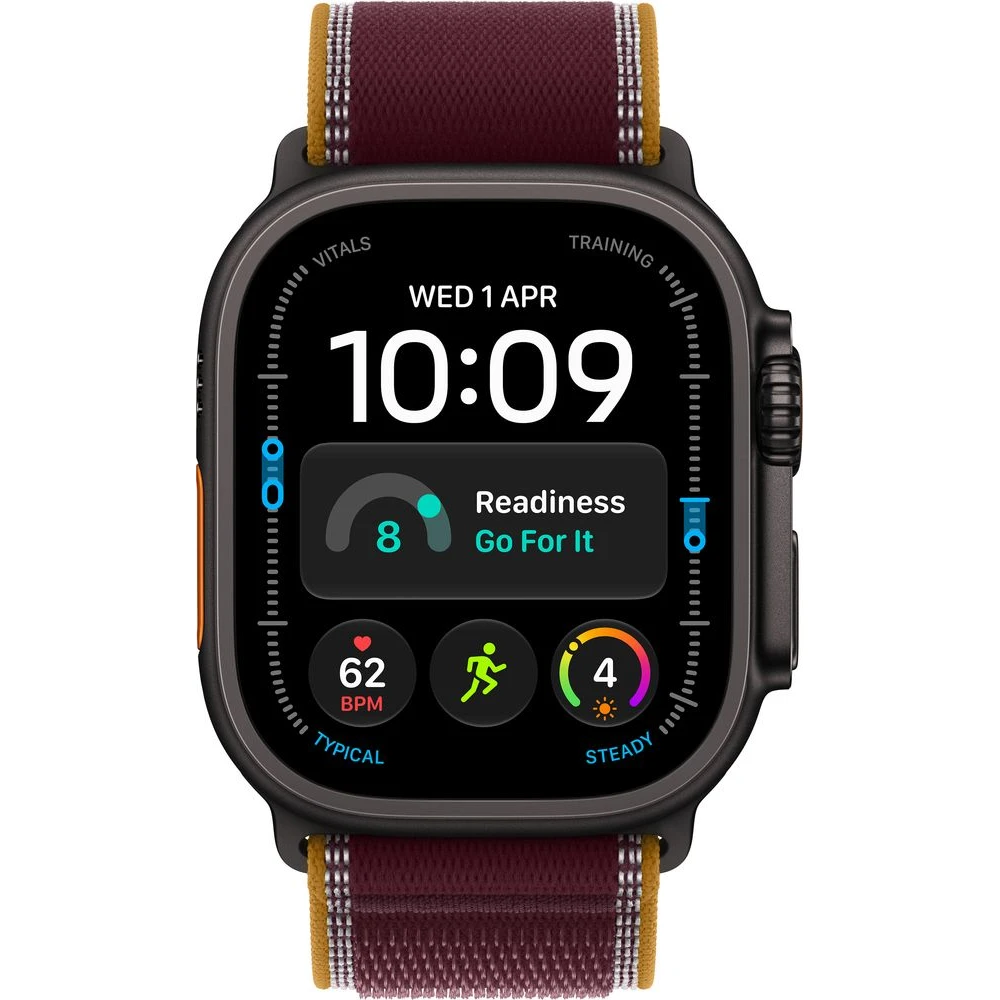 Apple Watch Ultra 4 49mm Černý titan s burgundsky červeným Trailovým tahem S/M - Obrázek 7