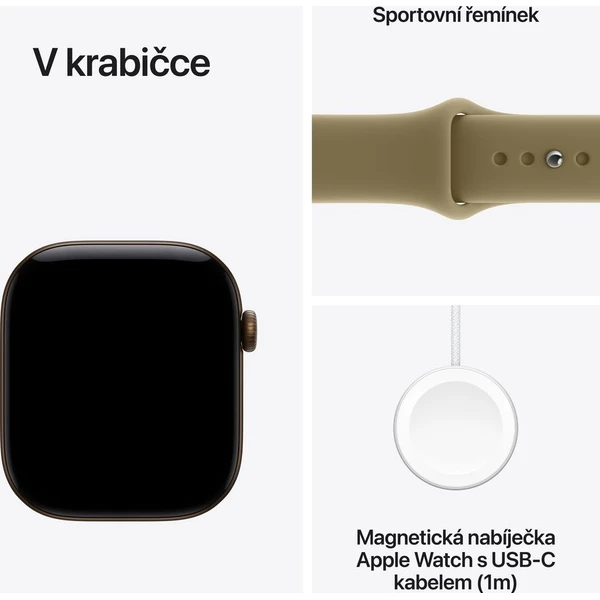 Apple Watch Series 12 Cellular (42mm) Tmavě bronzový hliník s olivovým sportovním řemínkem S/M - Obrázek 7