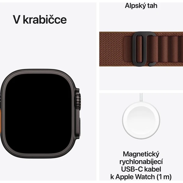 Apple Watch Ultra 4 49mm Černý titan s burgundsky červeným Alpským tahem L - Obrázek 7